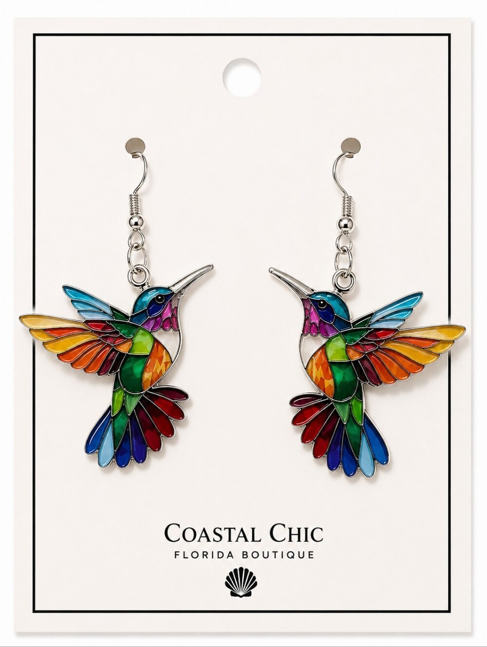 Multicolor Hummingbird Bird Earrings